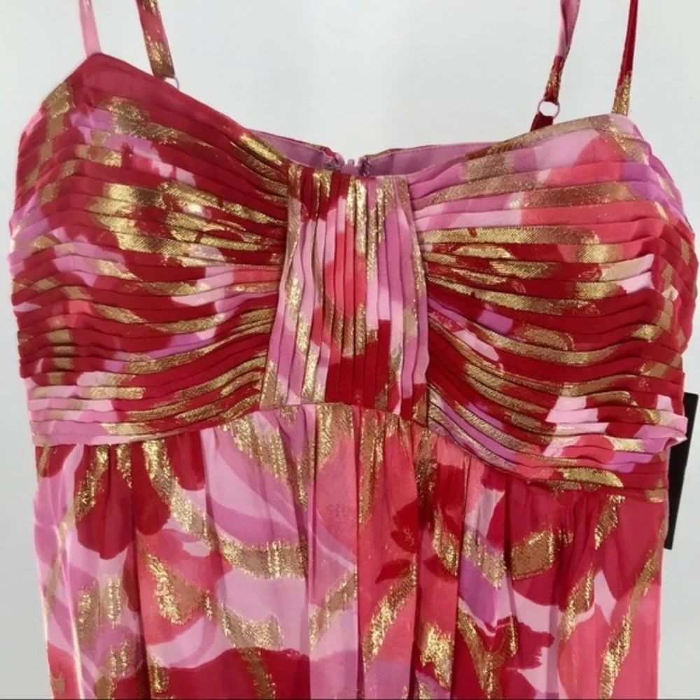 Red/Pink/Gold Oleg Cassini Dress NWT sz 8 - Picture 6 of 12